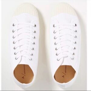 ANTHROPOLOGIE Platform Tennis Sneaker High Top Lace Up Canvas Shoes White 38 NWT
